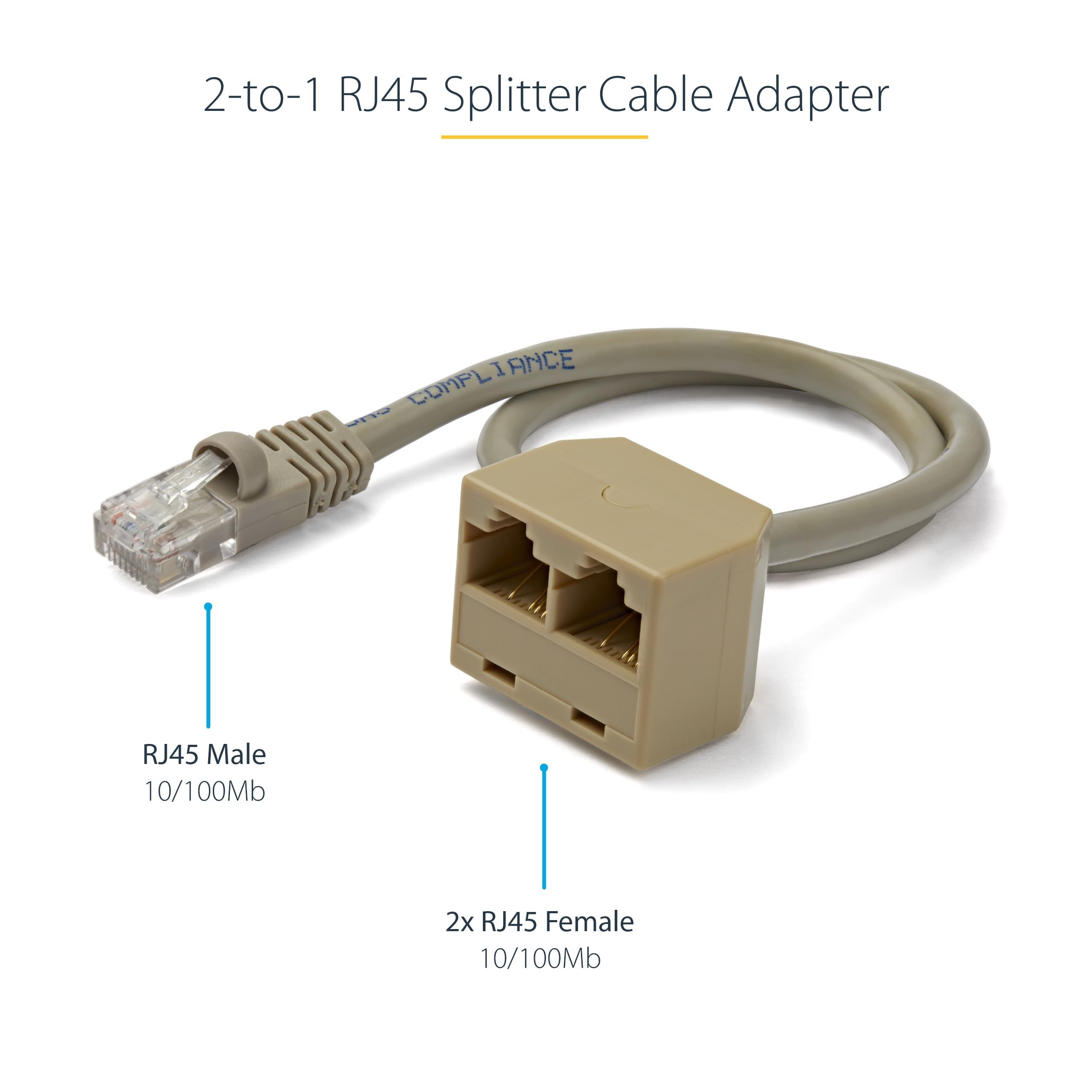 RJ45ネットワークスプリッタアダプタケーブル 1オスから2メスLANポート Amazon | StarTech RJ45スプリッター LANケーブル二股分配アダプター